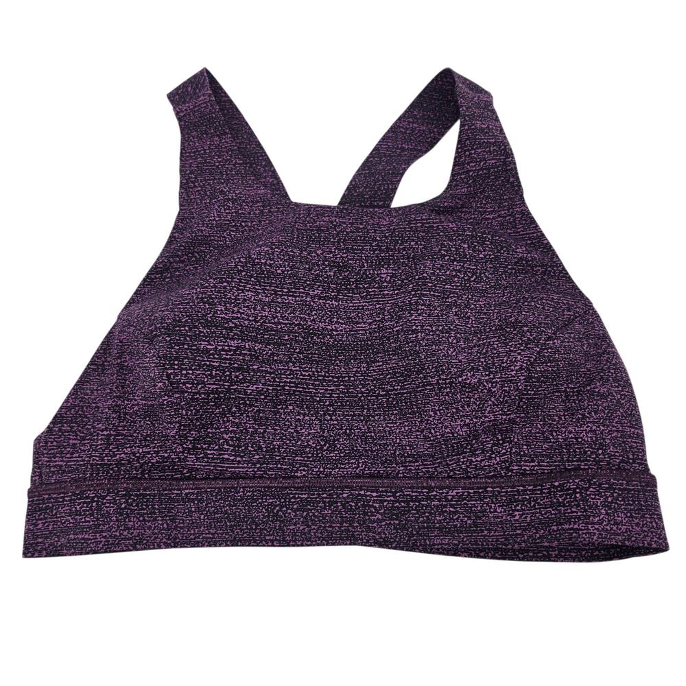 Lululemon Salt Dark Mystic Black & Purple Fast & Free Racerback Sports Bra Sz 12